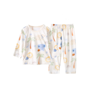 【冰蚕棉】宝宝分体套装夏季纯棉超薄款婴儿长袖睡衣两件套空调服