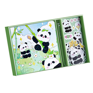 手账本套装礼盒女孩可爱熊猫weeks手帐本儿童做手杖的工具本子贴纸素材女生生日礼物礼包小学生高颜值笔记本