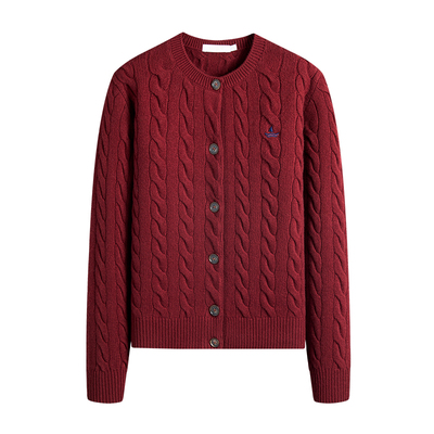 Navigare纯羊毛绞花通勤开衫