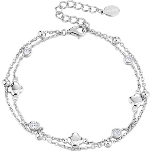 卡蒂罗四叶草双链手链女生925银轻奢小众2023年新送闺蜜生日礼物