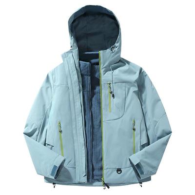 稻草人爬山冲锋衣女士秋冬季防风防水徒步骑行服男款防雨连帽外套