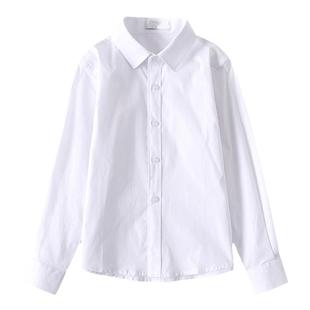 儿童免烫白衬衫校服长袖小学生校服男女童主持演出礼服加绒蓝衬衣