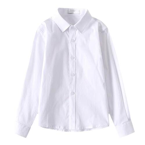 儿童免烫白衬衫校服长袖小学生校服男女童主持演出礼服加绒蓝衬衣