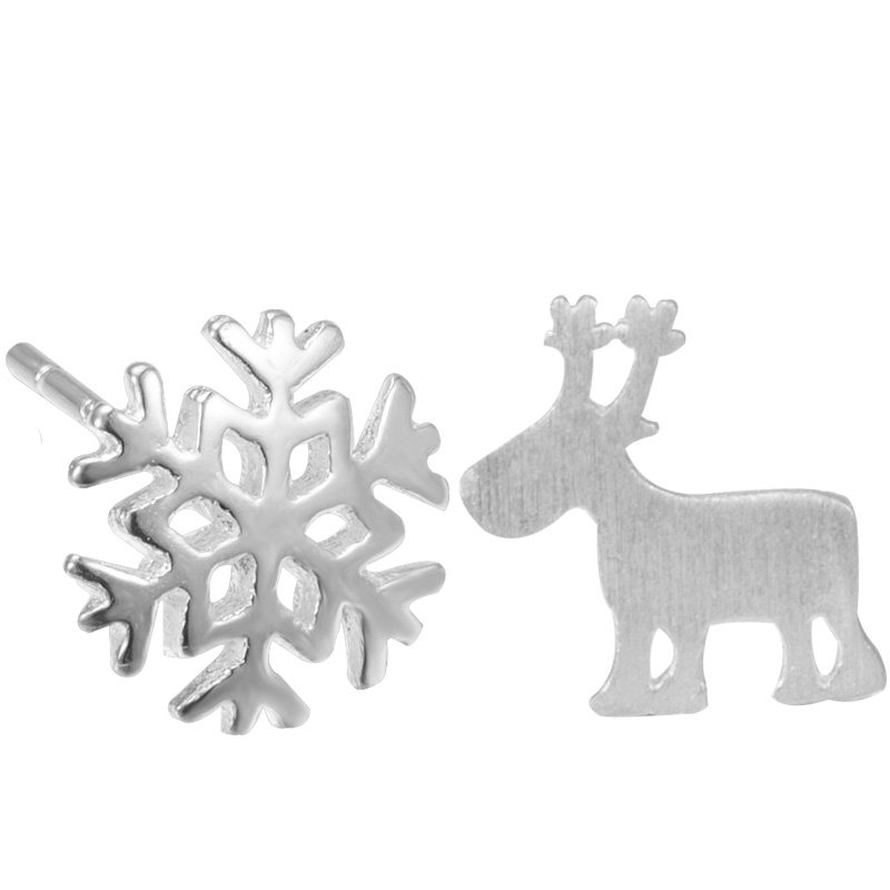 小张的故事雪花麋鹿S925纯银耳钉