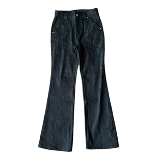 窄幅赤耳修身微喇原牛男cleanfit设计感牛仔裤直筒显瘦堆积裤子女