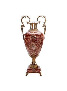 欧美陶瓷中国红别墅会所工艺品