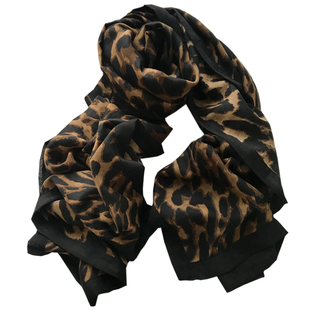 围巾女春秋百搭欧美风豹纹撞色时尚棉麻长款丝巾洋气披肩纱巾冬季