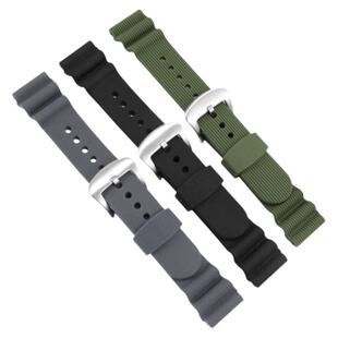 硅胶手表带代用精工白罐头5号水鬼鲍鱼潜水运动表原装款柔软橡胶