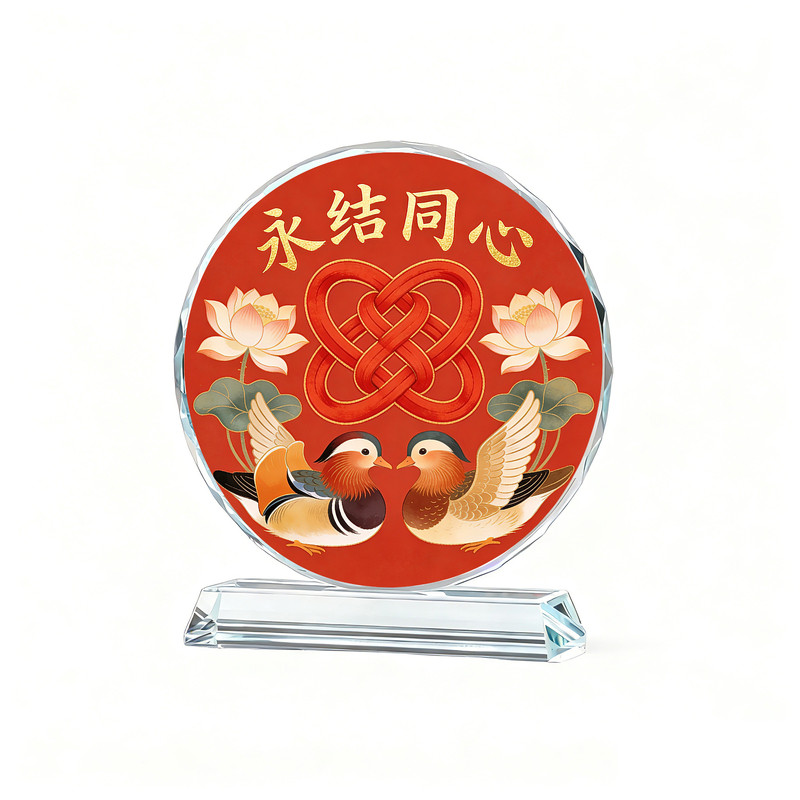 永结同心订婚结婚礼物水晶摆件
