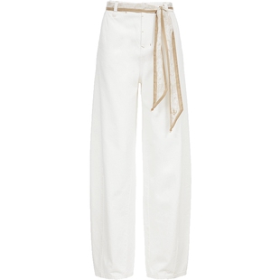 ONLY2026春季新款个性腰果花丝巾装饰高腰显瘦宽松直筒裤牛仔裤女