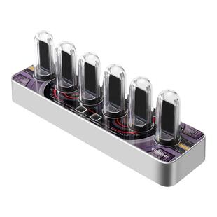 RGB拟辉光管时钟桌面创意摆件LED炫彩6屏数字显示自定义设置灯光自由调节时间居家办公电竞游戏氛围灯