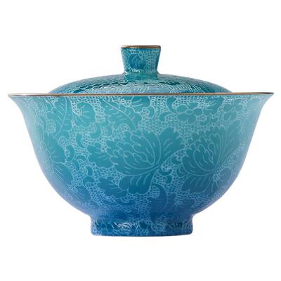 景德镇官方陶瓷扒花盖碗高档送礼