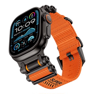 适用ultra3苹果手表s11尼龙回环表带iWatch10新款齿轮金属扣s9高级编织applewatch8/7/6se运动腕带49/45/46mm