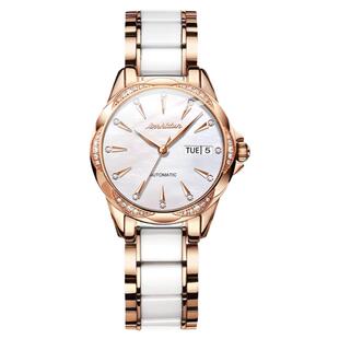 情人节礼物送女友瑞士正品牌女士手表机械表女自动名式镶钻陶瓷带