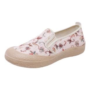 老北京布鞋女鞋新款春夏软底妈妈懒人鞋透气厚底孕妇一脚蹬帆布鞋