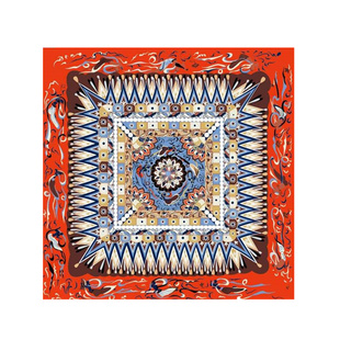 敦煌壁画丝巾莫高窟文创飞天藻井80cm仿丝小方巾空调披肩纪念礼品