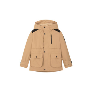 暇步士童装儿童加绒外套2025秋冬新款男童休闲工装风衣女童厚上衣