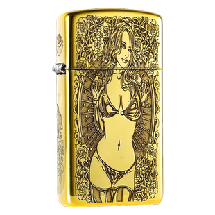 zippo打火机黄铜窄机骷髅美纤巧机官方正品防风芝宝送礼定制正版