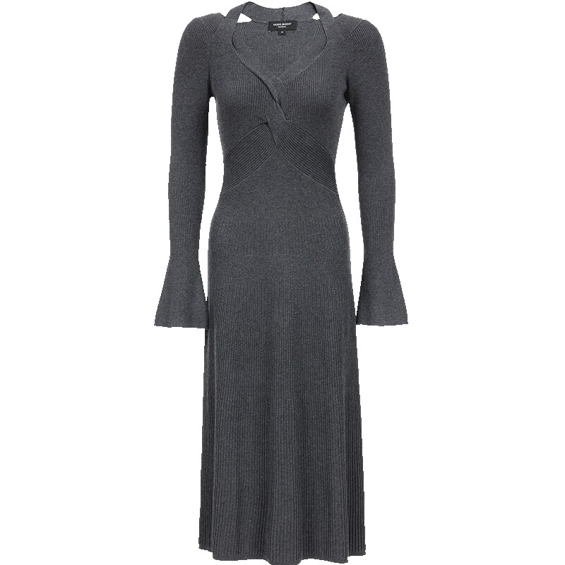 Vero Moda连衣裙女2026春季新款含绵羊毛交叉领口大裙摆针织长裙