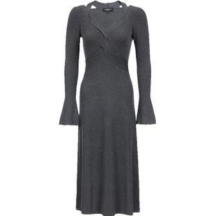 Vero Moda连衣裙女2026春季新款含绵羊毛交叉领口大裙摆针织长裙