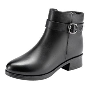 奥康 女鞋2025冬季新款真皮加绒加厚保暖羊毛高帮棉鞋妈妈短靴