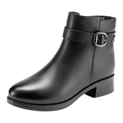 奥康真皮加绒保暖女士短靴