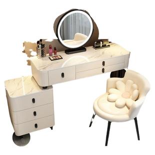 梳妆台实木岩板新款卧室现代简约轻奢高级小户型化妆桌收纳柜一体