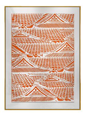 入户玄关走廊过道橙色装饰画新品