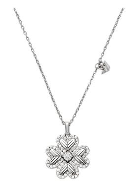 阿玛尼幸运芯四叶草镶钻吊坠项链