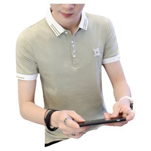 短袖男t恤棉质青年翻领POLO衫男士夏天男装有领微领带领上衣服潮G