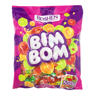 俄罗斯进口Roshen如胜水果硬糖果汁夹心乒乓球糖喜糖婚庆散装500g