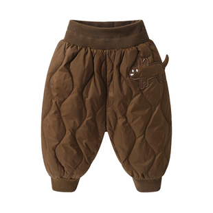 咔咔熊猫婴儿休闲羽绒长裤子冬装儿童男童女童加绒保暖长裤冬季潮