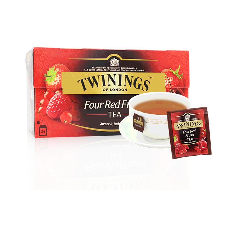 英国川宁Twinings四红果果香红茶25片装袋泡茶进口茶红茶果茶