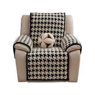 千鸟格单人沙发垫秋冬高级感一体坐垫椅头等舱盖布巾冬季功能坐垫