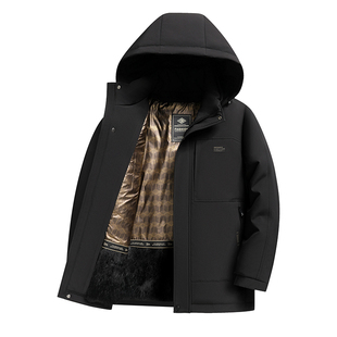 恒源祥集团彩羊皮草派克服爸爸外套冬季棉服加绒加厚中老年夹克男