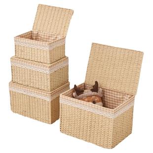 收纳筐藤编衣服整理箱家用编织篮子玩具零食杂物整理盒置物篮带盖