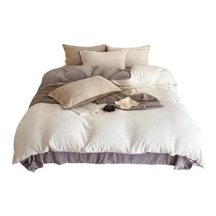 轻奢风纯色珊瑚绒四件套冬季加厚保暖牛奶绒被套加绒床单床笠床品