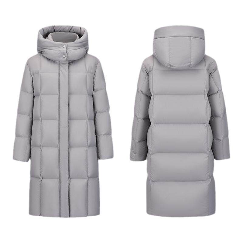 雪中飞粉色中长款羽绒服女冬季