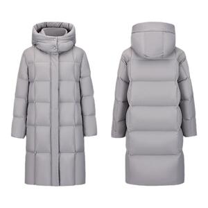 雪中飞粉色中长款羽绒服女冬季