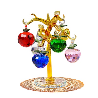 新款水晶苹果发财树客厅招财摆件