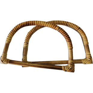 D形藤手挽18.5cm藤提手深浅炭烧藤原3色diy手袋配件田园款式