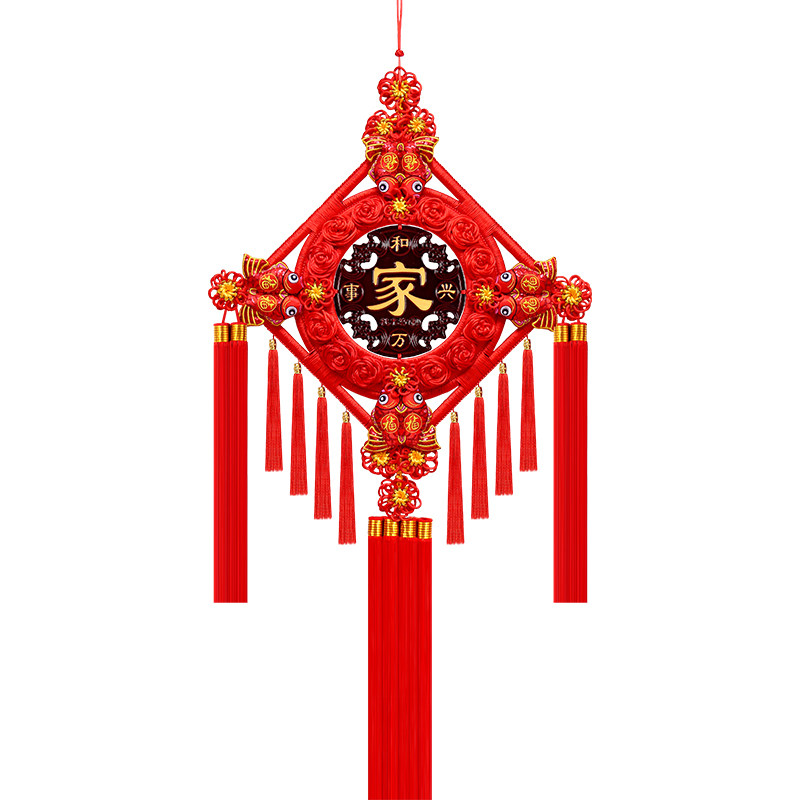 电视背景墙新年装饰逸彩红桃木
