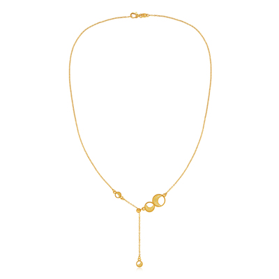 潮宏基非遗花丝弦月黄金项链5G锁骨链足金坠链高级感 卟生日礼物