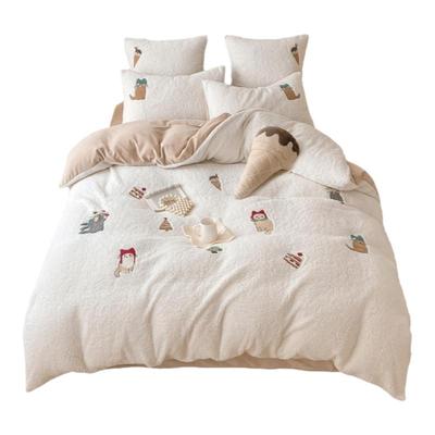 送抱枕！冬季加厚四件套羊羔绒