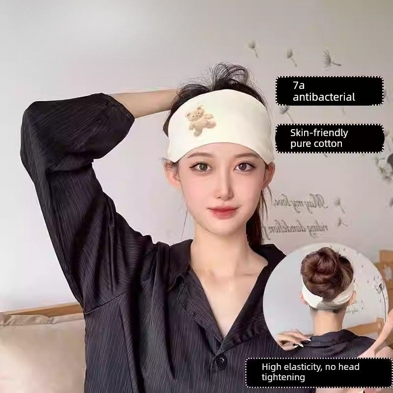 月子发带产后春夏秋孕妇纯棉不勒头大头围护额防风调节魔术贴头巾