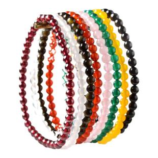 黑曜石海蓝宝手链女东海玉髓散珠子蜜蜡朱砂紫黄粉白水晶玛瑙手串