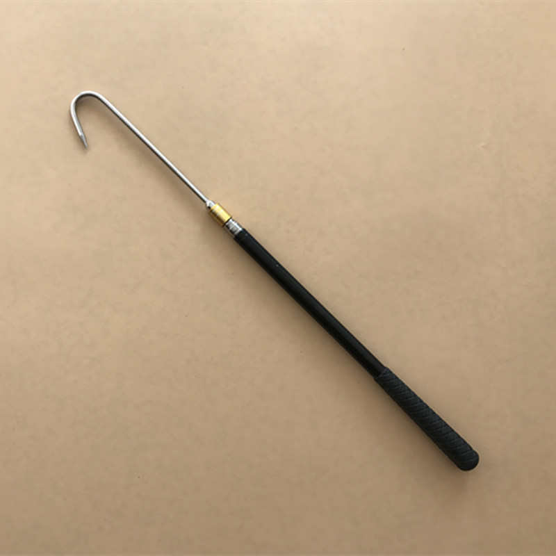 不锈钢单搭钩长搭钩 1.5米5节伸缩杆小钩子 便携可拆取物钩水草钩