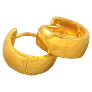 日韩小众设计耳扣 镀24K金色简约光面冷淡风小耳环女仿真黄金耳圈