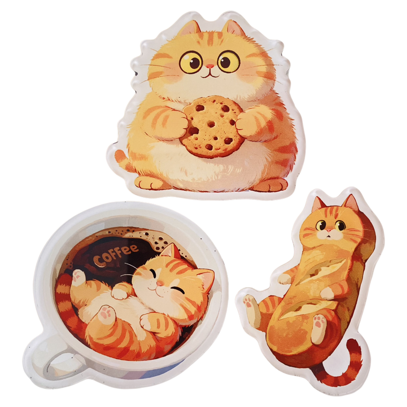 原创手绘猫咪冰箱贴可爱咖啡周边