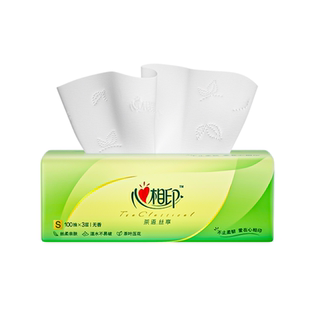 心相印抽纸20包100抽茶语丝享加厚纸巾家用面巾纸餐巾纸实惠装